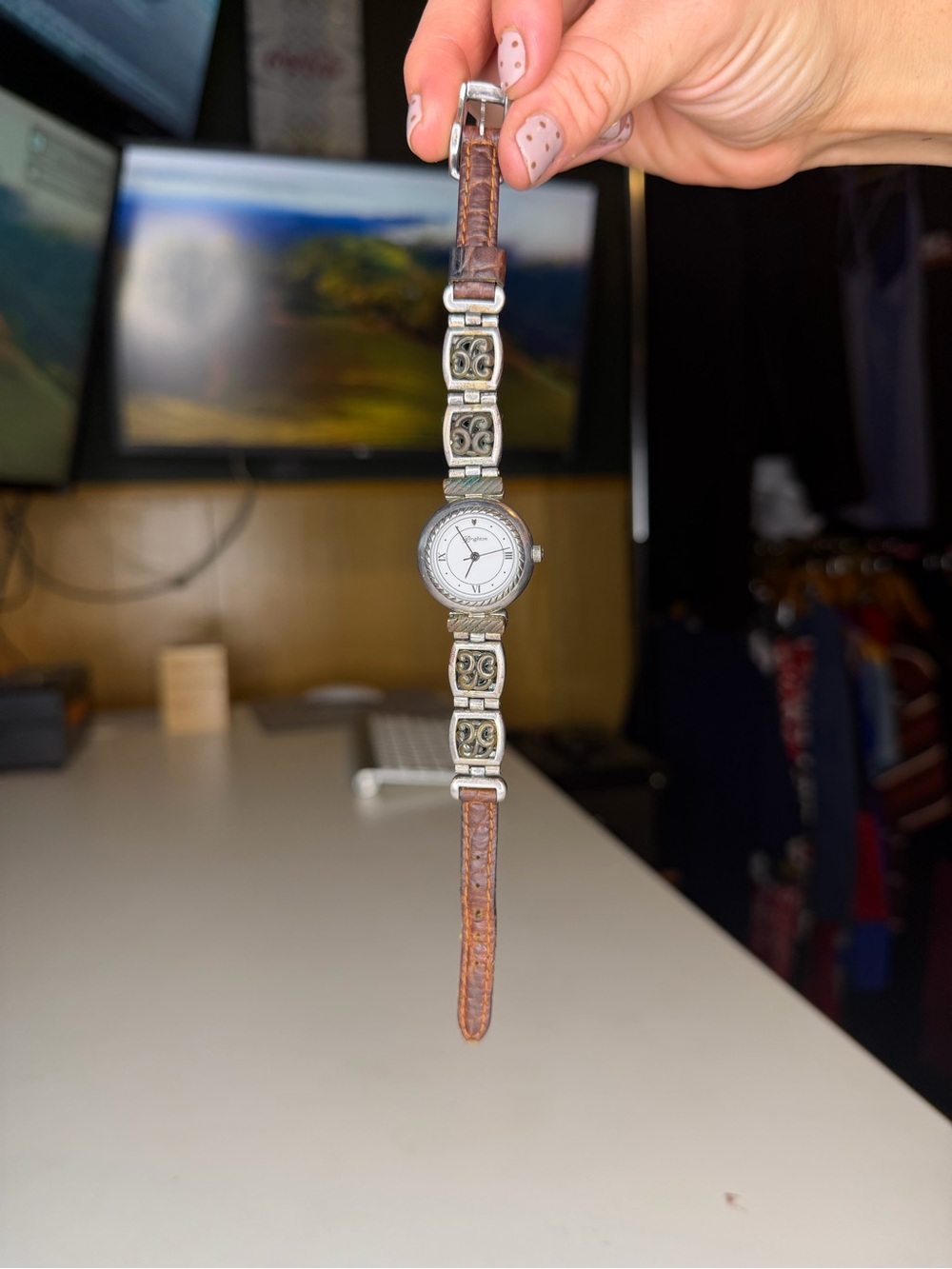 Brighton Camden Womens Watch Reversible Brown Black Leather Band